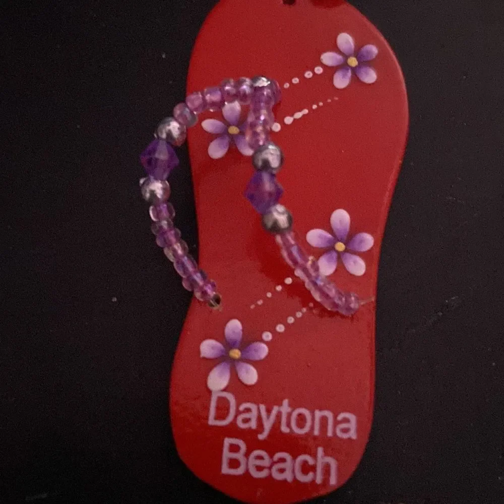 Daytona Beach Red Flip Flop Keychain Souvenir Travel Gift Key Ring